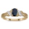 Certified 14k Yellow Gold Oval Sapphire And Diamond Ring 0.4 CTW