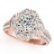 CERTIFIED 18KT ROSE GOLD 1.74 CT G-H/VS-SI1 DIAMOND HALO ENGAGEMENT RING