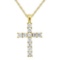 Prong-Set Diamond Cross Pendant Necklace 14k Yellow Gold (0.55ct)