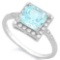 1 4/5 CARAT BABY SWISS BLUE TOPAZ & (24 PCS) FLAWLESS CREATED DIAMOND 925 STERLING SILVER RING
