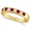 Princess-Cut Channel-Set Diamond and Ruby Ring Band 14k Yellow Gold