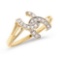 Certified 10K Yellow Gold Diamond Horseshoe Ring 0.1 CTW