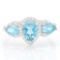 1 1/5 CARAT BABY SWISS BLUE TOPAZ & DIAMOND 925 STERLING SILVER RING