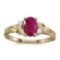 Certified 14k Yellow Gold Oval Ruby And Diamond Ring 0.77 CTW
