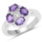 1.38 Carat Genuine Amethyst and White Topaz .925 Sterling Silver Ring