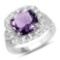 4.32 Carat Genuine Amethyst and White Topaz .925 Sterling Silver Ring