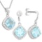 3 3/5 CARAT BABY SWISS BLUE TOPAZ & DIAMOND 925 STERLING SILVER SET