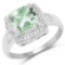 2.31 Carat Genuine Green Amethyst and White Topaz .925 Sterling Silver Ring