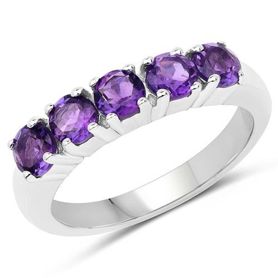 1.20 Carat Genuine Amethyst .925 Sterling Silver Ring