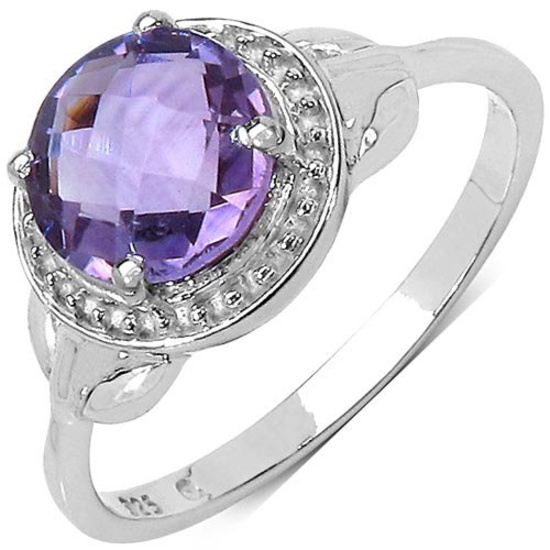 2.25 Carat Genuine Amethyst Sterling Silver Ring