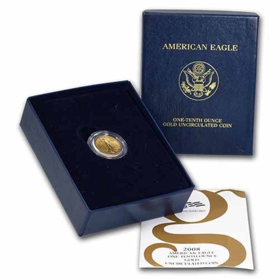 2008-W 1/10 oz Burnished Gold American Eagle (w/Box & COA)