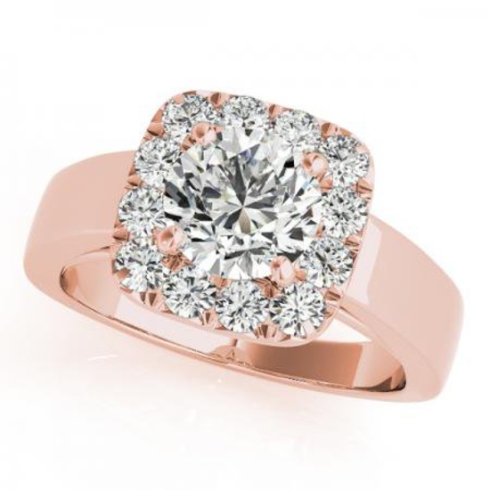 CERTIFIED 18K ROSE GOLD 1.08 CT G-H/VS-SI1 DIAMOND HALO ENGAGEMENT RING