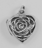 Sterling Silver Rose Heart Filigree Locket