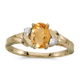Certified 14k Yellow Gold Oval Citrine And Diamond Ring 0.68 CTW
