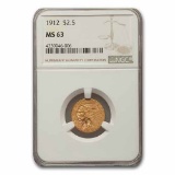 1912 $2.50 Indian Gold Quarter Eagle MS-63 NGC