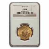 1910 $10 Indian Gold Eagle MS-63 NGC