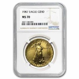 1987 1 oz Gold American Eagle MS-70 NGC (Registry Set)