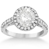 Eternity Pave Halo Diamond Engagement Ring 14K White Gold (1.22ct)
