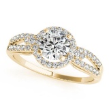 CERTIFIED 18K YELLOW GOLD 1.00 CT G-H/VS-SI1 DIAMOND HALO ENGAGEMENT RING