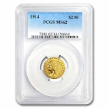 1914 $2.50 Indian Gold Quarter Eagle MS-62 PCGS