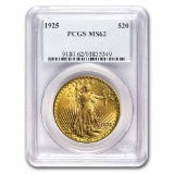 1925 $20 Saint-Gaudens Gold Double Eagle MS-62 PCGS