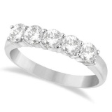 Five Stone Diamond Ring Anniversary Band Palladium (1.00ctw)