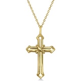 Gold Cross Necklace 14K Yellow Gold Open Christian Cross Men/Women