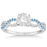 Infinity Diamond and Blue Topaz Engagement Ring in 14k White Gold (1.01ct)