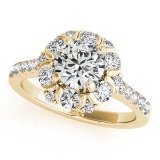 CERTIFIED 18K YELLOW GOLD 1.51 CT G-H/VS-SI1 DIAMOND HALO ENGAGEMENT RING