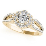 CERTIFIED 18K YELLOW GOLD 1.38 CT G-H/VS-SI1 DIAMOND HALO ENGAGEMENT RING