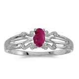 Certified 14k White Gold Oval Ruby Ring 0.18 CTW