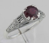 Natural Ruby Filigree Ring - Sterling Silver