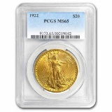 1922 $20 Saint-Gaudens Gold Double Eagle MS-65 PCGS