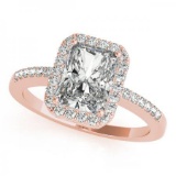 CERTIFIED 18KT ROSE GOLD 1.00 CT G-H/VS-SI1 DIAMOND HALO ENGAGEMENT RING