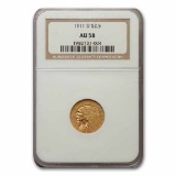 1911-D $2.50 Indian Gold Quarter Eagle AU-58 NGC