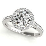 CERTIFIED TWO TONE GOLD 1.16 CT G-H/VS-SI1 DIAMOND HALO ENGAGEMENT RING