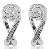 0.01 CARAT TW GENUINE DIAMOND PLATINUM OVER 0.925 STERLING SILVER EARRINGS