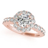 CERTIFIED 18K ROSE GOLD 1.21 CT G-H/VS-SI1 DIAMOND HALO ENGAGEMENT RING