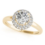 CERTIFIED 18K YELLOW GOLD 1.45 CT G-H/VS-SI1 DIAMOND HALO ENGAGEMENT RING