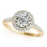 CERTIFIED 18K YELLOW GOLD 1.22 CT G-H/VS-SI1 DIAMOND HALO ENGAGEMENT RING