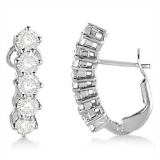 Five Stone Diamond Omega Earrings 14k White Gold (1.50ct)