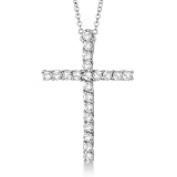 Diamond Cross Pendant Necklace 14kt White Gold (0.75ct)