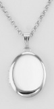 Sterling Silver Small Oval Locket with Chain - 13mm - Made in USA