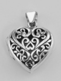 Sterling Silver Filigree Heart Locket - Aromatherapy Locket