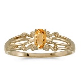 Certified 14k Yellow Gold Oval Citrine Ring 0.15 CTW