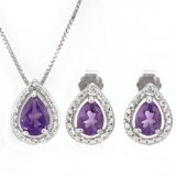 1 1/2 CARAT AMETHYST 925 STERLING SILVER SET