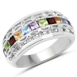 1.49 Carat Genuine Multi Stone .925 Sterling Silver Ring