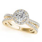 CERTIFIED 18K YELLOW GOLD 1.15 CT G-H/VS-SI1 DIAMOND HALO ENGAGEMENT RING