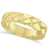 Men's High Polish Braided Handwoven Wedding Ring 14k Yellow Gold (7mm)