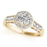 CERTIFIED 18K YELLOW GOLD 1.16 CT G-H/VS-SI1 DIAMOND HALO ENGAGEMENT RING